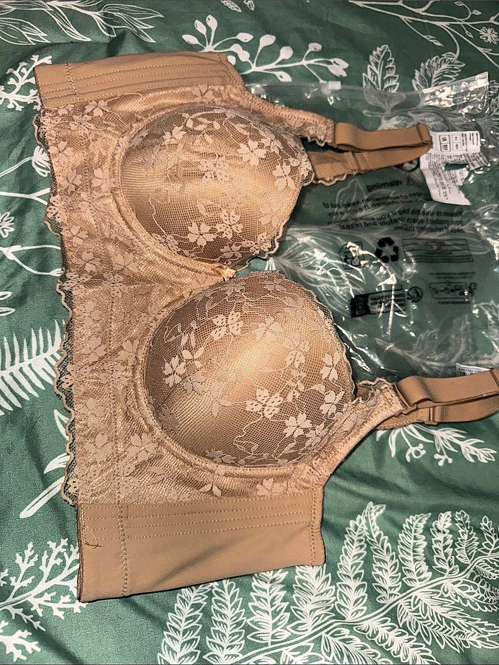 SFloral Lace Bra in Brown Size Medium